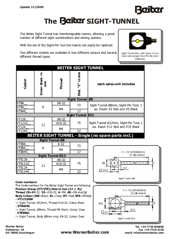 Beiter Sight Pin Tunnel